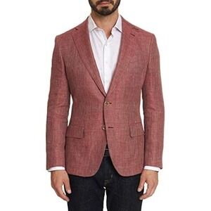 Robert Graham Linen-Blend Sport Coat Blazer Coral/Rose Bold Lining NWT 44R